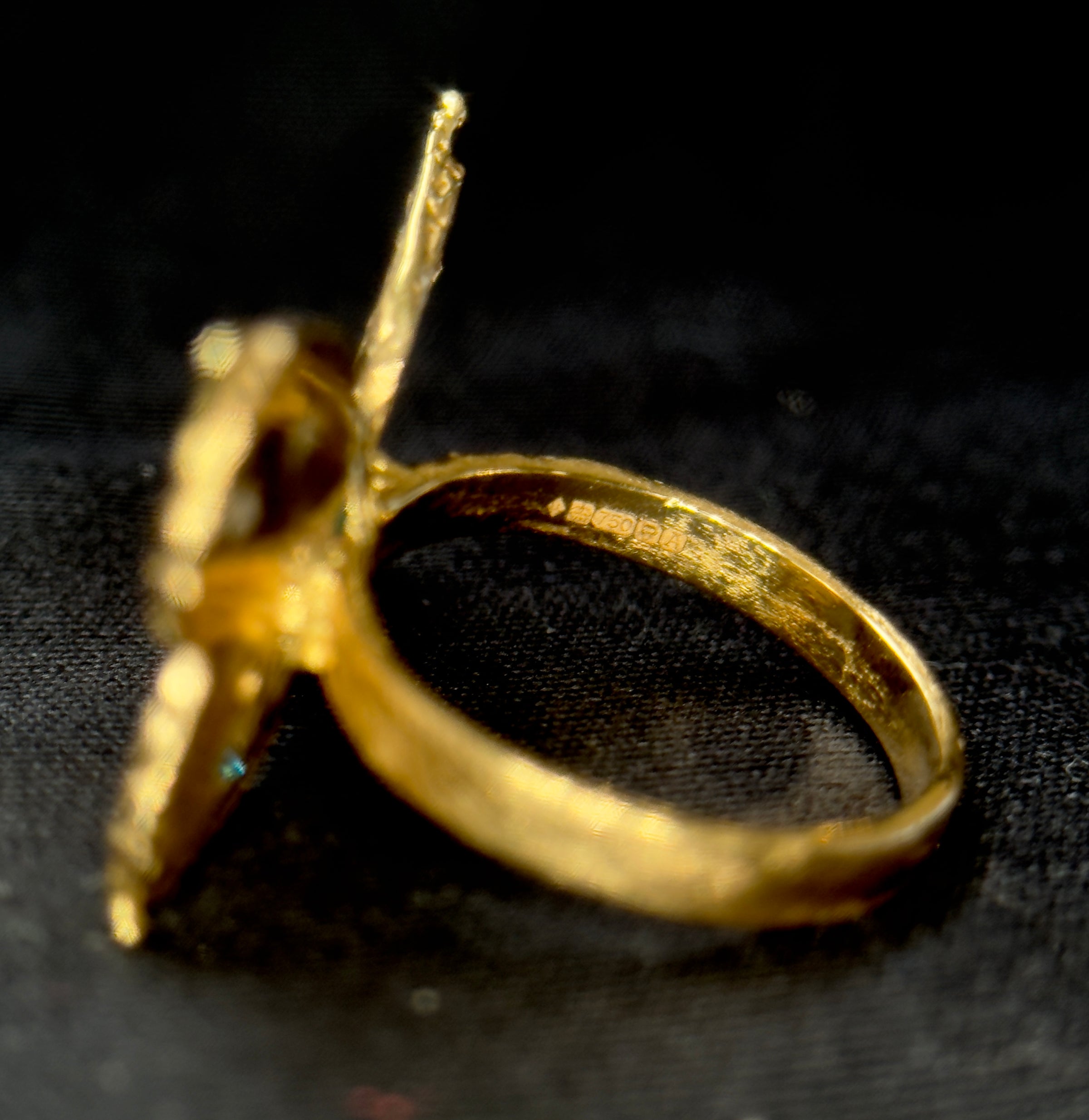 Emerald Queen Butterfly Ring with White and Blue Diamonds 18 Ct Gold - Collected — Bespoke Variations Available