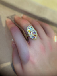 Marquise Cocktail Ring Geometric Abstract Art Sapphires with Diamonds 18 Ct Gold - Collected — Bespoke Variations Available