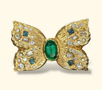 Emerald Queen Butterfly Ring with White and Blue Diamonds 18 Ct Gold - Collected — Bespoke Variations Available