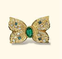 Emerald Queen Butterfly Ring with White and Blue Diamonds 18 Ct Gold - Collected — Bespoke Variations Available