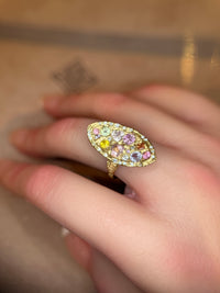 Marquise Cocktail Ring Geometric Abstract Art Sapphires with Diamonds 18 Ct Gold - Collected — Bespoke Variations Available