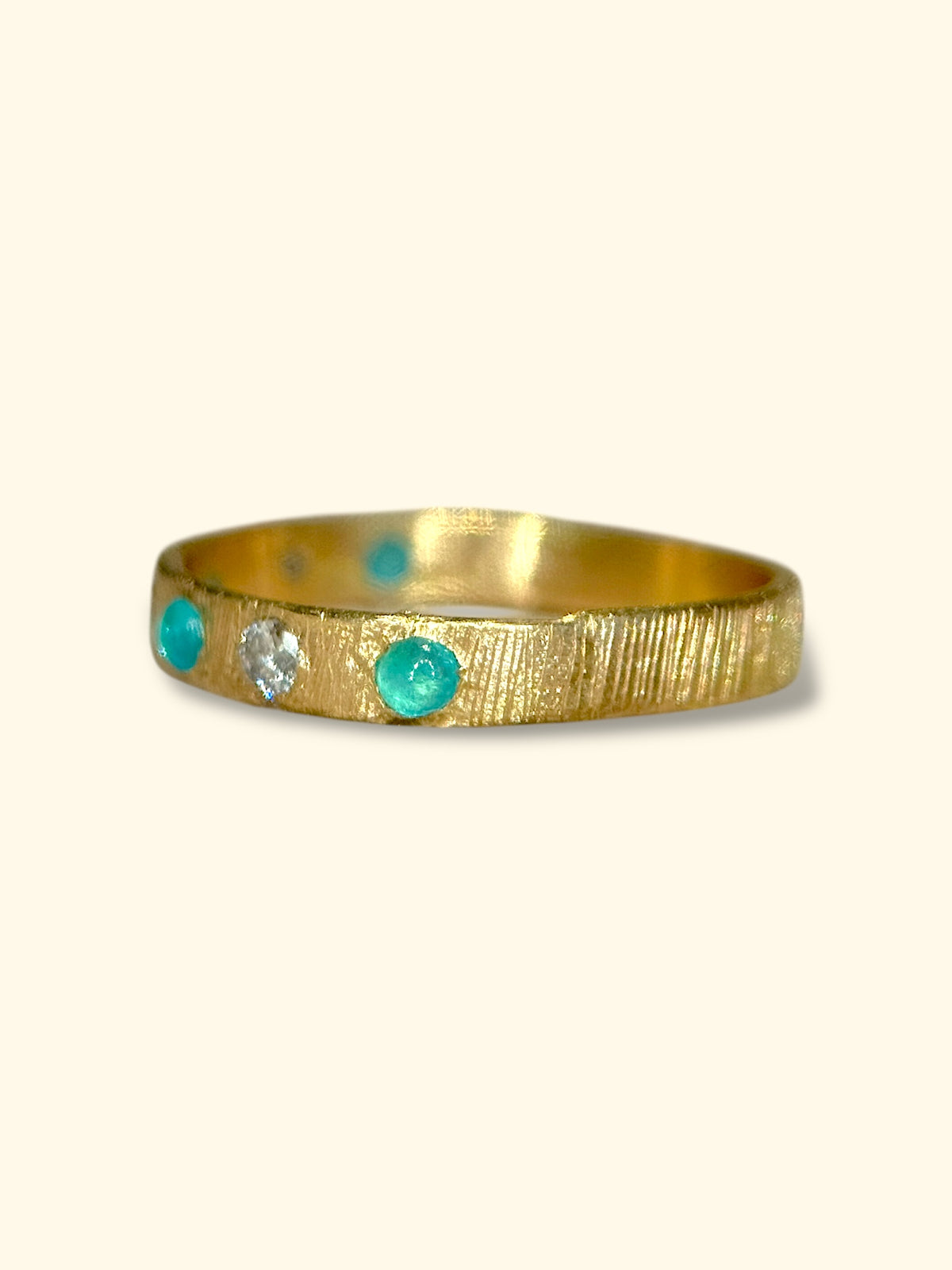 Brazilian Neon Blue Paraibas Tourmalines & Diamonds Ring Band 18 Ct Gold - Collected — Bespoke Variations Available