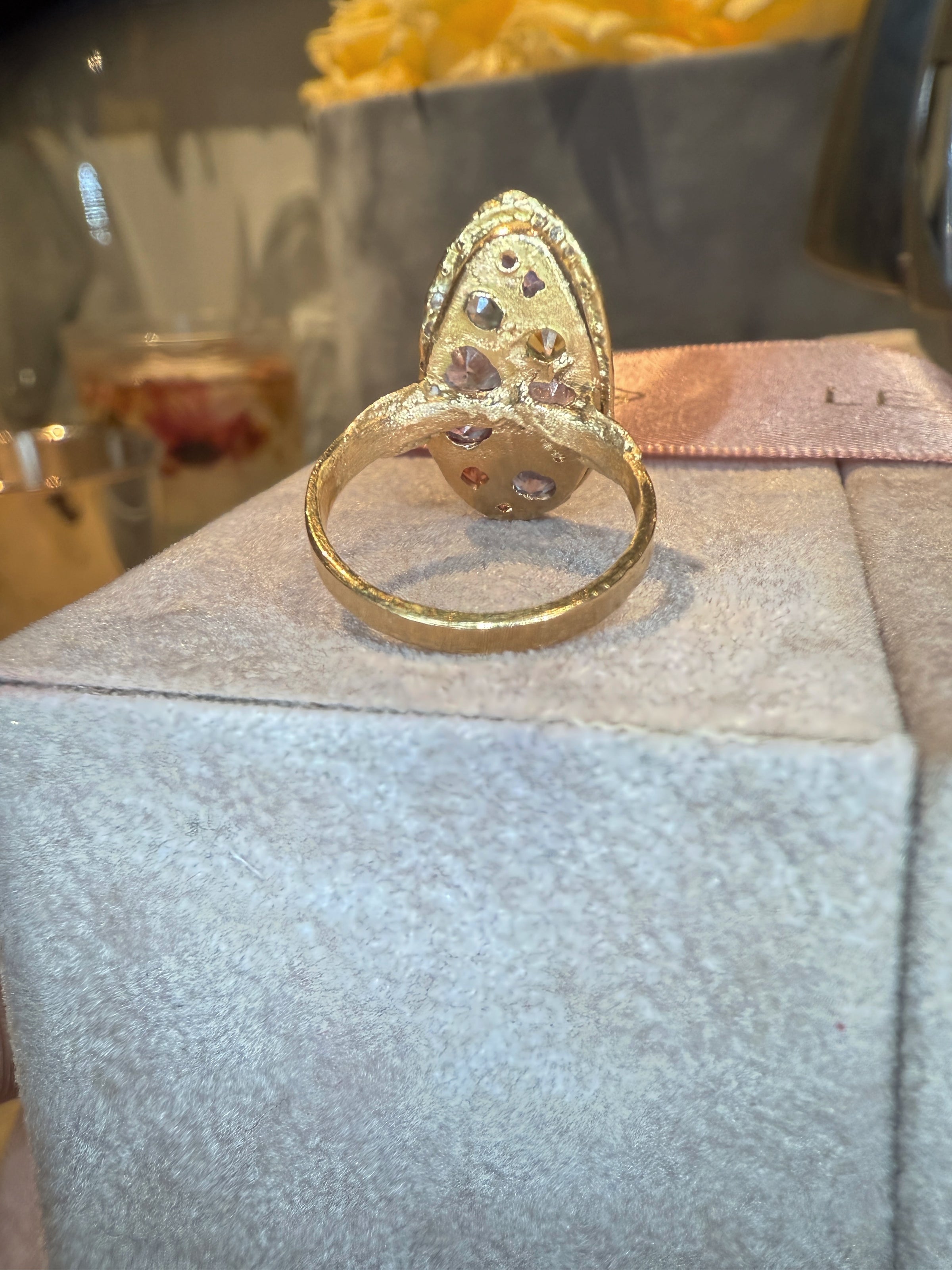 Marquise Cocktail Ring Geometric Abstract Art Sapphires with Diamonds 18 Ct Gold - Collected — Bespoke Variations Available