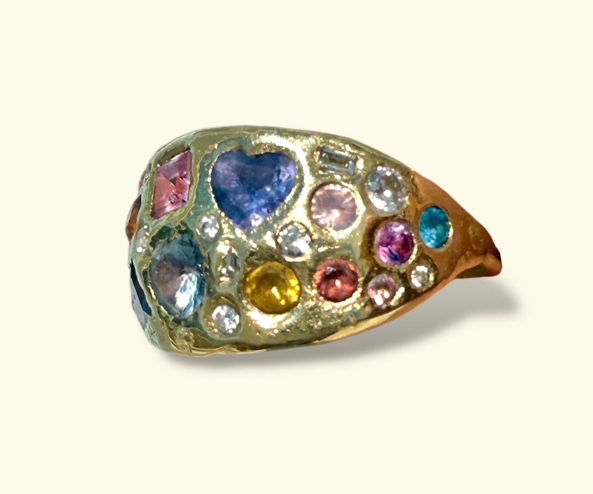 “Galaxy” Dome Abstract Cocktail Ring 18 Ct Gold