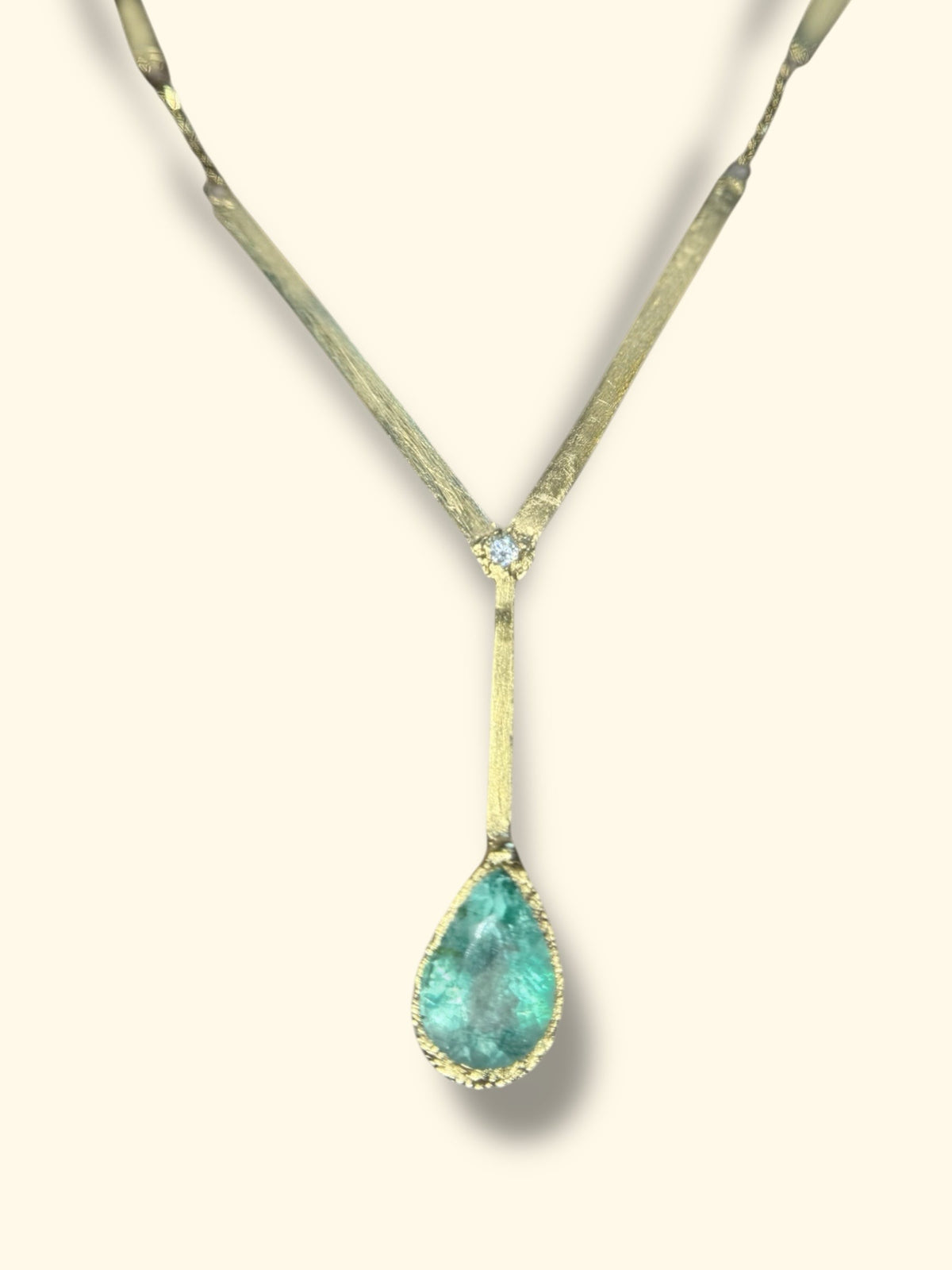 “Mermaids Drop” Bezel Set 3.63 cts Paraiba Tourmaline Diamond Necklace 18 Ct Gold