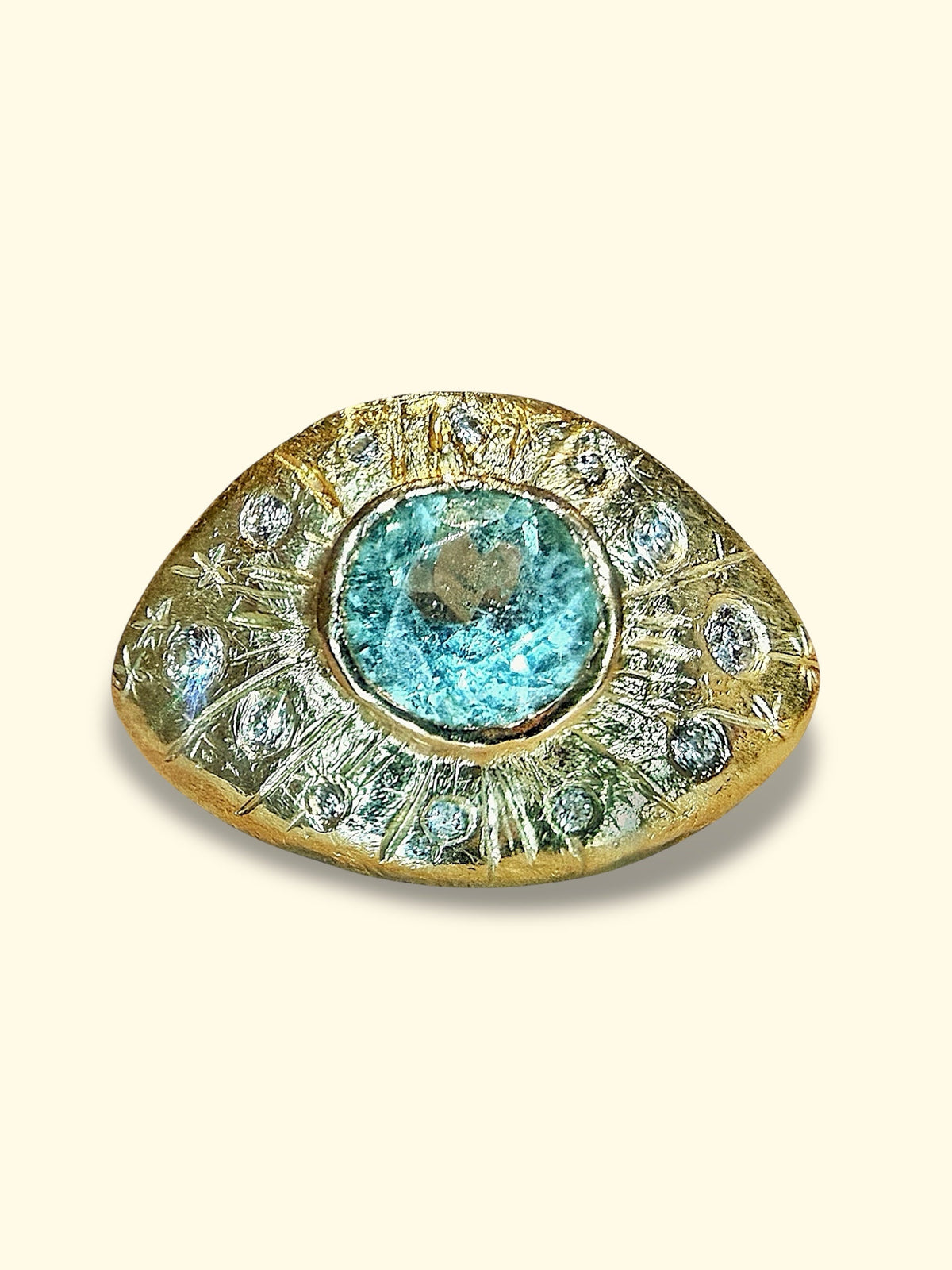 Paraiba Eye Cocktail Ring with diamonds on JCK Magazine