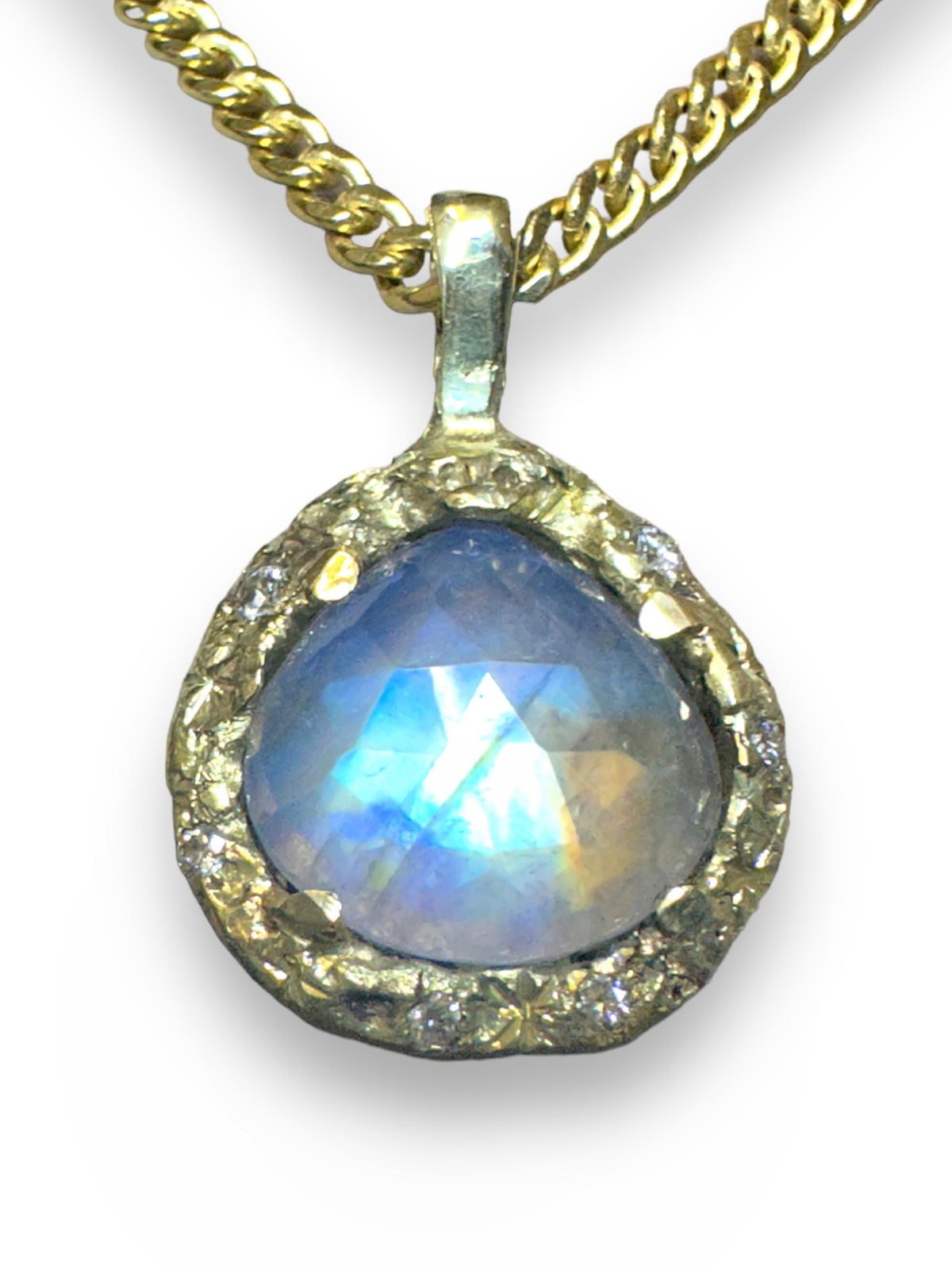 Moonstone necklace with diamonds one of a kind by Cyclades