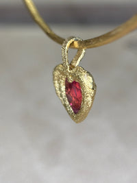 “Passion” 18 Ct Gold Rubellite Tourmaline Heart 3.3 cts Frosted Mat Finish