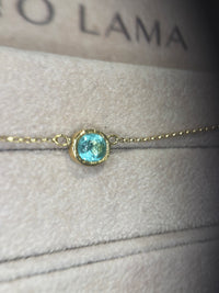 One Of A Kind Beautiful Glowy Blue Oval Paraiba Tourmaline Bezel Set Necklace