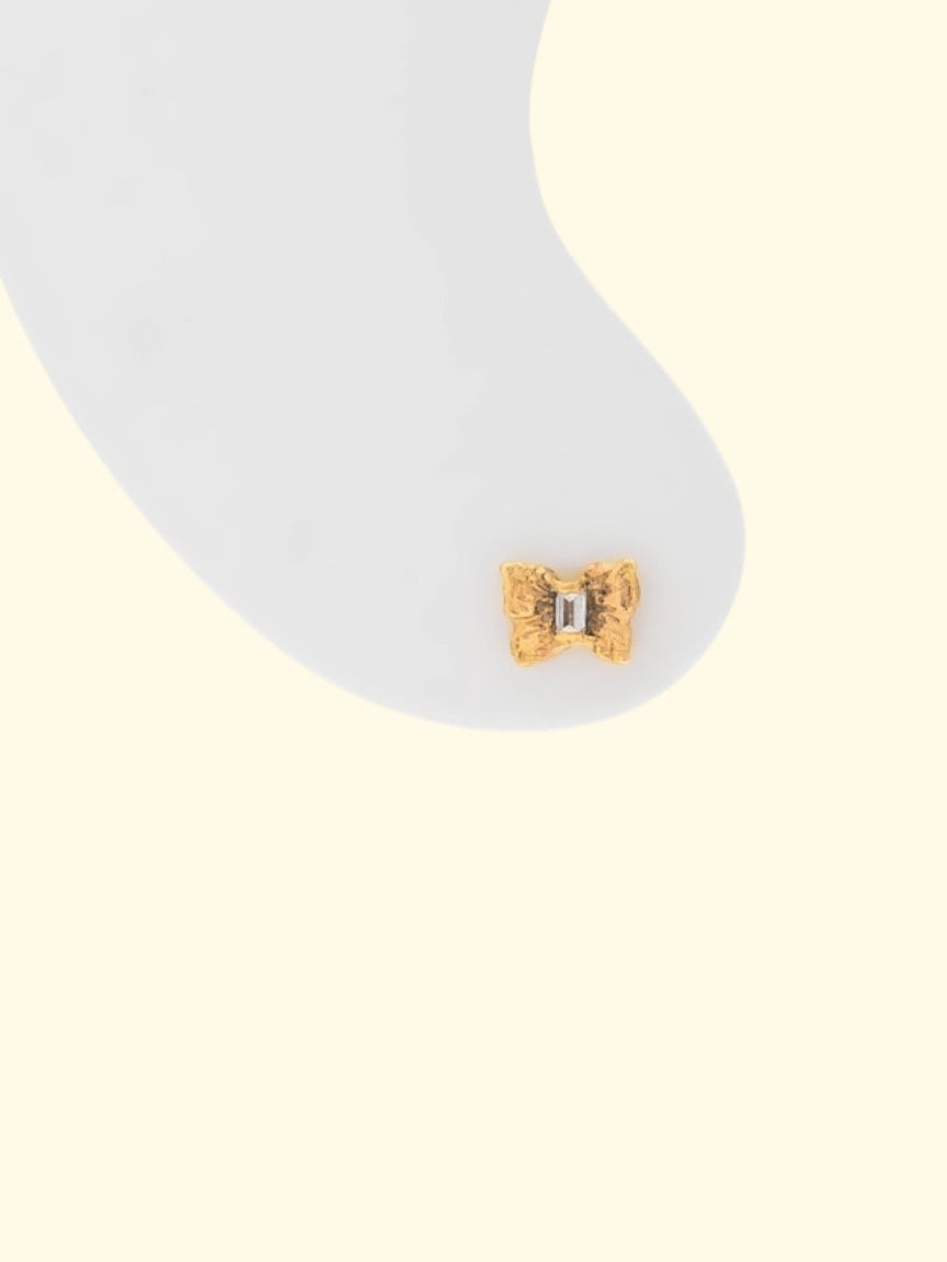 Baby butterfly Studs Reverse Set Baguette diamonds (Available at Madlords, Paris)