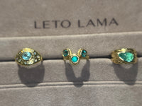 Three Colombian Emeralds Snake Ring 18 Ct Yellow Gold