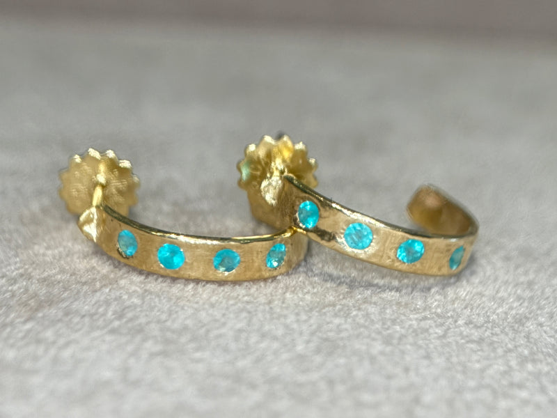 Neon Blue Brazilian Paraiba Tourmalines Hoop Earrings