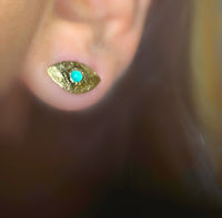 Brazilian Neon Blue Paraiba Tourmaline Princess Eye Stud Earrings (Pair)
