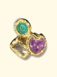 Puzzle Abstract Art Stud Sapphires & Brazilian Paraiba Cabochon 18 Ct Gold (Available at Stardust, London 101 Walton Street)