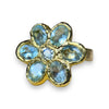 Sold Out - 18 Ct Large Flower Ring with Aquamarines and a Diamond