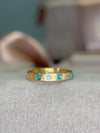Brazilian Neon Blue Paraibas Tourmalines & Diamonds Ring Band 18 Ct Gold