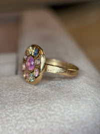 Abstract Lollipop Ring Sapphires 18 Ct Gold