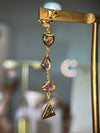 Cubism Mismatched Geometric Sapphires & Tourmaline Earrings 18 Ct Gold