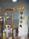 Cubism Mismatched Geometric Sapphires & Tourmaline Earrings 18 Ct Gold