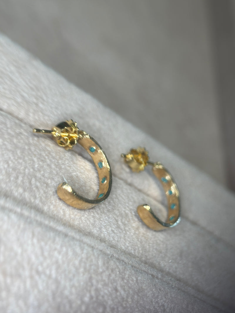 Neon Blue Brazilian Paraiba Tourmalines Hoop Earrings