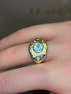 1 Cts Paraiba Eye Ring with Diamonds 18 Ct Gold