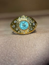 1 Cts Paraiba Eye Ring with Diamonds 18 Ct Gold