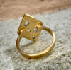 “Ultramarine” Lozenge Abstract Art Cocktail Ring Sapphires Diamonds Aquamarine 18 Ct Gold
