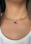 “Passion” 18 Ct Gold Rubellite Tourmaline Heart 3.3 cts Frosted Mat Finish