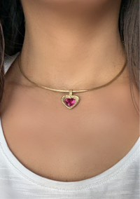 “Passion” 18 Ct Gold Rubellite Tourmaline Heart 3.3 cts Frosted Mat Finish