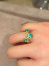 Three Colombian Emeralds Snake Ring 18 Ct Yellow Gold