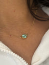 One Of A Kind Beautiful Glowy Blue Oval Paraiba Tourmaline Bezel Set Necklace