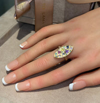 Marquise Pastel Abstract Cocktail of Joy Ring Sapphires, Paraibas, Diamonds 18 Ct Gold