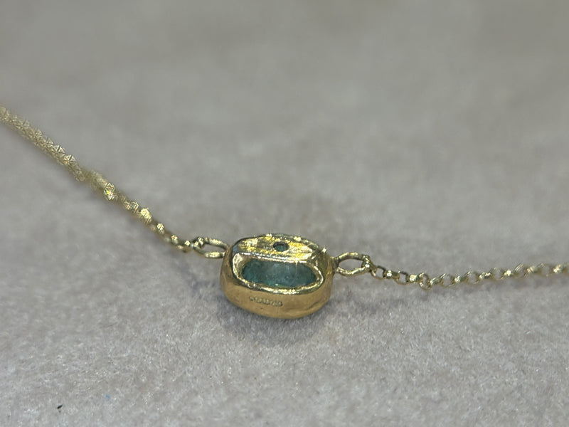 One Of A Kind Beautiful Glowy Blue Oval Paraiba Tourmaline Bezel Set Necklace