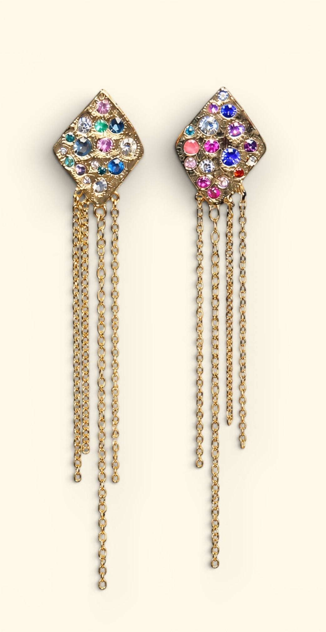Mismatched Polka Dot Kites with Sapphires Diamonds Chain Earrings 18 Ct Gold