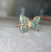 Paraibas Tourmalines and Diamonds “Ocean Butterfly” 18 Ct Gold Ring