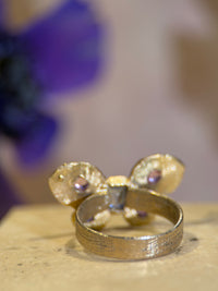 Pastel Butterfly Queen Sapphires and Diamonds Cocktail Ring 18 Ct Gold