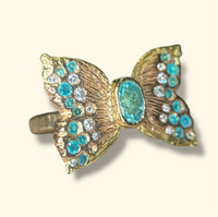 Paraibas Tourmalines and Diamonds “Ocean Butterfly” 18 Ct Gold Ring