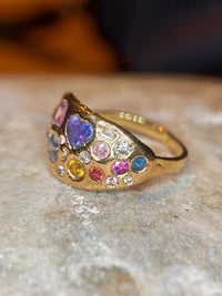 “Galaxy” Dome Abstract Cocktail Ring 18 Ct Gold