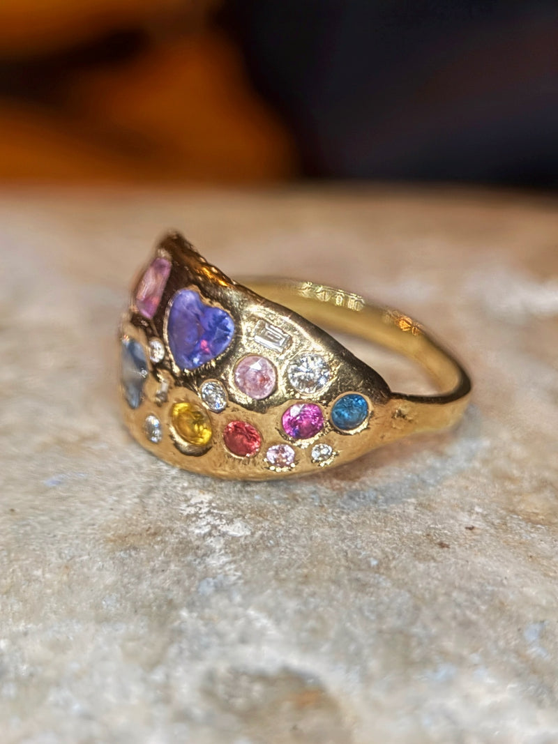 “Galaxy” Dome Abstract Cocktail Ring 18 Ct Gold