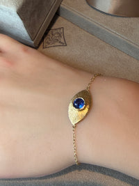 2 in 1 Blue Sapphire Eye Bracelet or Necklace 18 Ct Gold