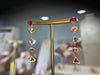 Cubism Mismatched Geometric Sapphires & Tourmaline Earrings 18 Ct Gold