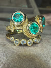 Three Colombian Emeralds Snake Ring 18 Ct Yellow Gold