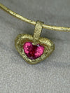 “Passion” 18 Ct Gold Rubellite Tourmaline Heart 3.3 cts Frosted Mat Finish