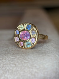 Abstract Lollipop Ring Sapphires 18 Ct Gold