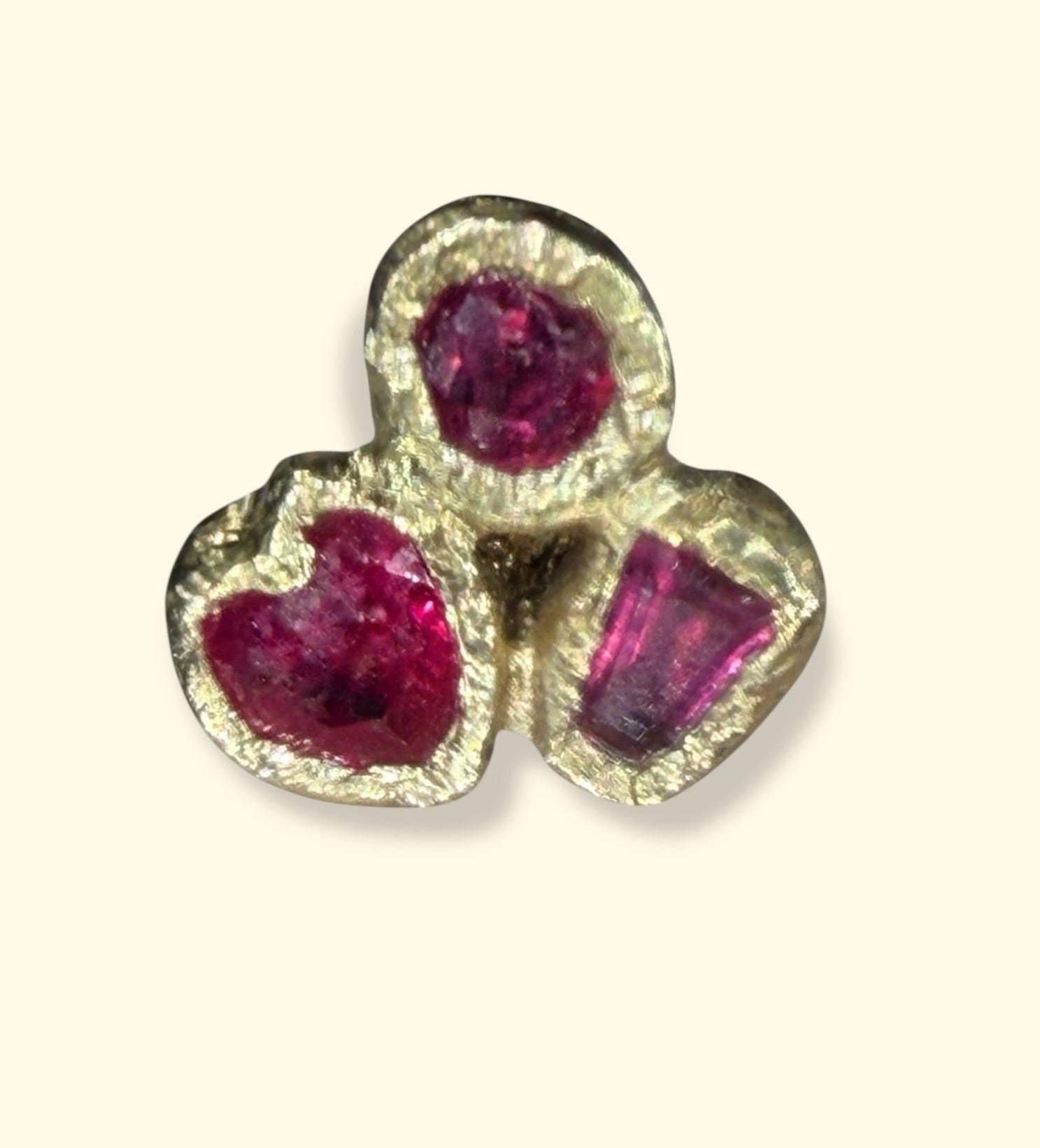 Puzzle Abstract Art Rubies 18 Ct Yellow Gold Stud (Single) (Available at Stardust, London 101 Walton Street)