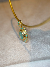 “Azul” Neon Blue Brazilian Paraiba Tourmalines and Mozambique Paraiba Oval Bezel Set Necklace