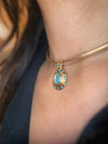 “Azul” Neon Blue Brazilian Paraiba Tourmalines and Mozambique Paraiba Oval Bezel Set Necklace