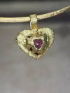 “Passion” 18 Ct Gold Rubellite Tourmaline Heart 3.3 cts Frosted Mat Finish