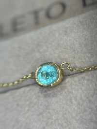 One Of A Kind Beautiful Glowy Blue Oval Paraiba Tourmaline Bezel Set Necklace