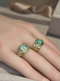 1 Cts Paraiba Eye Ring with Diamonds 18 Ct Gold